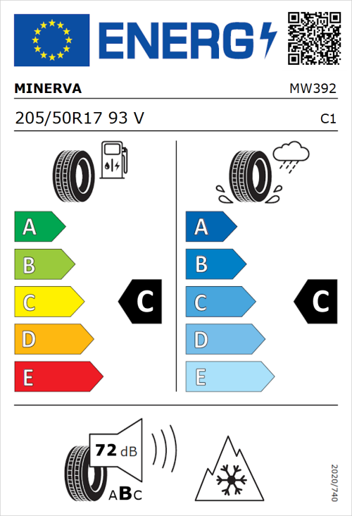 Tyre Label for Minerva S210 205/50R17 93V