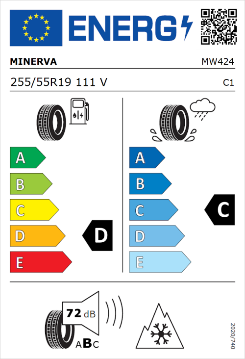 Tyre Label for Minerva Frostrack HP 255/55R19 111V