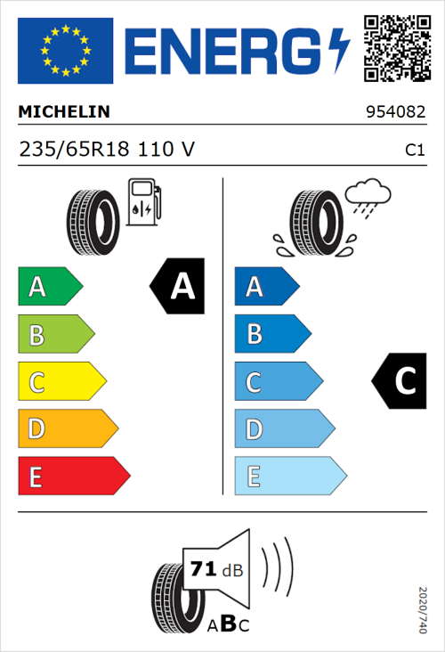 Tyre Label for Michelin Latitude Tour HP 235/65R18 110V