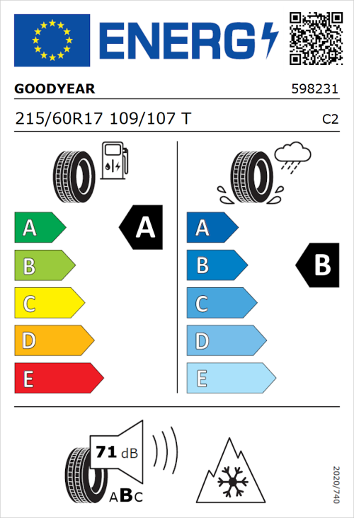 Tyre Label for Goodyear EfficientGrip Cargo 2 215/60R17 109/107T